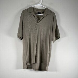 Izod Short Sleeve Polo Shirt Top Men's Medium Gray-ish Beige Casual